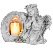 Dekorácia MagicHome, Anjel modliaci so sviečkou LED 28x13x21,5cm