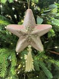 Hviezda vianočná zamatová ružová 20cm