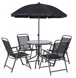 Set záhradný Leticia grey, stôl 85x71cm,4x stolička 74x53x91cm, dáždnik 180cm