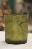 Svietnik list olivovo zelený sklenený 15cm