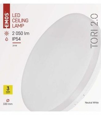 Emos LED prisadené svietidlo, kruhové biele, 24W, IP54
