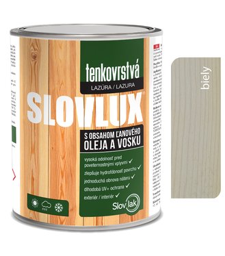 Slovlux Tenkovrstvá lazúra na drevo, biela 0,7l