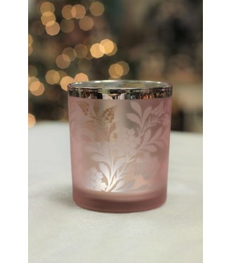Svietnik ružový sklenený kvety 10cm