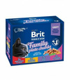 Brit kapsička mačka hovädzi-losos-ryba-kura 12x100g family plate