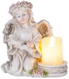 Dekorácia MagicHome, anjel s knihou a sviečkou, LED 17,5x14,5x17,5cm