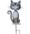 Dekorácia MagicHome Mecco, Mačka plech sivá zapichovacia 25,5x3,5x61cm