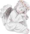 Dekorácia MagicHome, Sediaci anjel, LED, polyresin na hrob 15x15x14,5cm