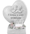 Dekorácia MagicHome, Srdce s anjelikmi, polyresin na hrob 15,5x12x17,5cm