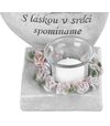 Dekorácia MagicHome, Srdce s anjelikmi, polyresin na hrob 15,5x12x17,5cm