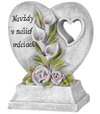 Dekorácia MagicHome, Srdce s textom, polyresin LED na hrob solar, 16x8x15cm
