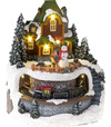 Dekorácia MagicHome Vianoce, Domček s vláčikom, LED, 3xAA, 18,5x18,4x21cm