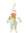Dekorácia MagicHome Vianoce, elf, textil, biely, 14/35cm
