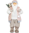 Dekorácia MagicHome Vianoce Santa s darčekom ružovo hnedý 60cm