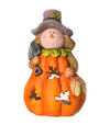 Dekorácia tekvica so strašiakom svietnik 27x21x43cm keramika