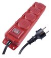 Emos Kábel predlžovací gumový s vypínačom 4-zásuvky 3x1,5mm červený 5m