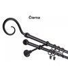 Garniža komplet 160cm 16mm II čierna,koncovky Hák