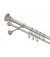 Garniža komplet 200cm 16mm dvojité žabky strieborné matné
