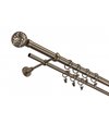 Garniža komplet 200cm 16mm dvojité žabky zlatý antik