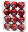 Gule MagicHome Vianoce, 12ks, 6cm, červené s bielym ornamentom