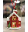 Ozdoba vianočná červená svietiaci domček  7,5cm