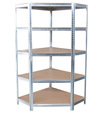 Regál Racks RAT80, do kúta, rohový, kovový, MDF, 5 políc, 180x90x40 cm, max. 150 kg/polica