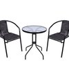 Set balkónový ALESIA, šedý, stôl 70x60 cm, 2x stolička 52x55x73cm, oceľ