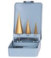 STREND PRO SS421 Sada vrták, 4-12, 4-20, 4-32 mm, TiN, HSS 4241, stupňovitý, rovný, do kovu