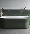 Vaňa Ypsilon 180x80, voľne stojaca, Grey Green/biela, krytka prepadu a odtoku biela