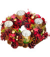 Veniec MagicHome Vianoce, adventný, červený, 30x30x8cm