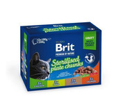 Brit kapsička mačka Premium Kura-jahňa-pečeň-losos 12x100g sterilised plate