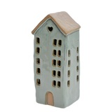 Dekorácia domček LED 8,3x7x19,5cm porcelán zelená