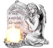 Dekorácia MagicHome Anjel so sviečkou LED polyresin na hrob 12x8x12 cm