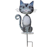 Dekorácia MagicHome Mecco, Mačka plech sivá zapichovacia 25,5x3,5x61cm