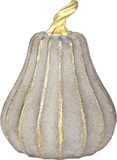 Dekorácia MagicHome Nature, tekvica, polyresin, zlato-sivá, 12,2x12,2x16,2cm