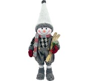 Dekorácia MagicHome, Snehuliak chlapec s lyžami 60cm