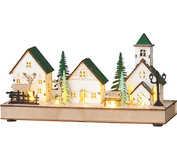 Dekorácia MagicHome Vianoce, Domčeky, 5xLED teplá biela, 2xAAA, IP20, 29x10x15cm
