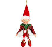 Dekorácia MagicHome Vianoce, elf, textil, červený, 14/35cm