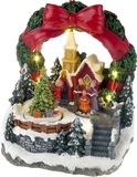 Dekorácia MagicHome Vianoce, Kostol vo venci, LED, 3xAA, 15,5x12x17,2cm