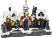 Dekorácia MagicHome Vianoce, Mestečko, LED, 3xAA, 26,5x10x17,5cm