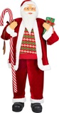 Dekorácia MagicHome Vianoce Santa s darčekom červený 120cm