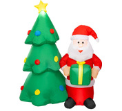 Dekorácia MagicHome Vianoce, Santa so stromčekom, 12xLED, IP44, 75x113x148cm