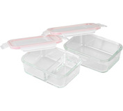 Dóza MagicHome, sada 2 ks, 2 x 900 ml, obdĺžniková, s chladiacim boxom, termobox, termo taška, sklenená