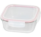 Dóza MagicHome, štvorcová, 800 ml, s vekom, Clip, sklenená