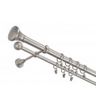 Garniža komplet 200cm 16mm dvojité žabky strieborné matné