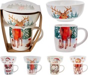 Hrnček a miska vianočný dizajn porcelán sada 2ks mix
