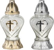 Kahanec Heart, číre sklo, 40h, 110g, 33cm, na hrob, mix farieb