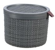 Košík s vekom Curver® JUTE ROUND, 2L, tmavý sivý, 17x13 cm