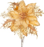 Kvet MagicHome Vianoce, poinsettia, zlatý, 9,5cm 13cm
