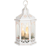 Lampáš MagicHome Vianoce Morocco LED teplá biela biely 3xAAA časovač 18x15x32cm