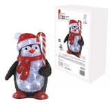 LED vianočný tučniak, 30,5cm, vonkajší aj vnútorný, studená biela